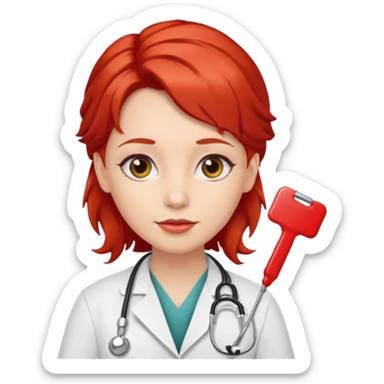 doctors wirh red hairclips sticker