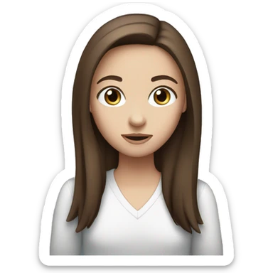 girl with straight brown hair and blue eyes peacing sticker