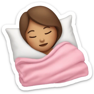 brown hair girl sleeping with pink blanket sticker