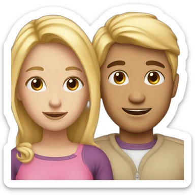 Couple blond et brun sticker