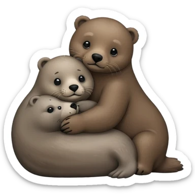 small seal hugging a brown bear sticker