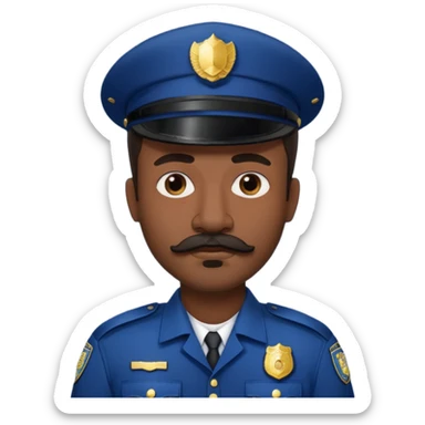 black men with mustache wear police's uniform sticker