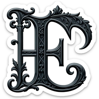 Black gothic Victorian , letter “F” of the alphabet sticker