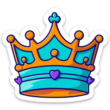 teal and orange royal crown sticker