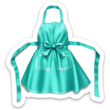 Realistic pastel tiffany blue apron tied around front with shiny glitter on it sticker