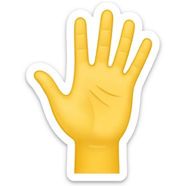Graphic: 👋 Waving hand icon (white with yellow outline).
Animation: Hand waves back and forth.
Background: Transparent. sticker