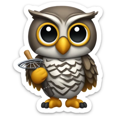 owl with a lacrosse stick  sticker