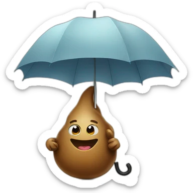 Poop emoji holding an umbrella  sticker