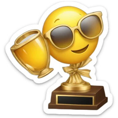 Emoji lunettes de soleil tenant un trophée sticker