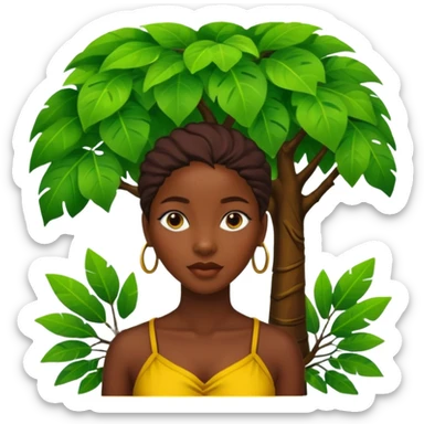 an ola woman with jungle tree sticker