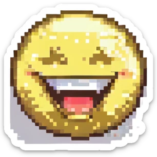 A laughing emoji in the style of the reference image, pixel art style sticker