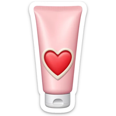 A pastel pink cream lotion tube with a red heart label on it sticker