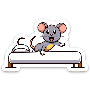 Jerry mouse jumping out of bed with a shocked face sticker
