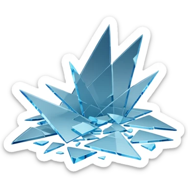 3D render of Broken Glass Shards, forensic investigation aesthetic, sterile clinical lighting, cool blue undertones, sharp high-contrast details, professional clean look. sticker