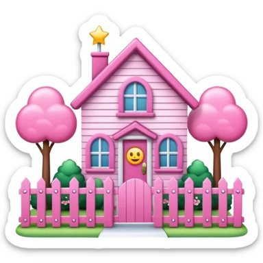 Pretty pink cartoon house a little more realistic like an emoji style sparkly  sticker