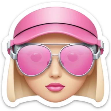 pink visor sunglasses with small decorative elements, fashion forward Y2K style sticker