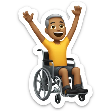 legless man in wheelchair cheering sticker