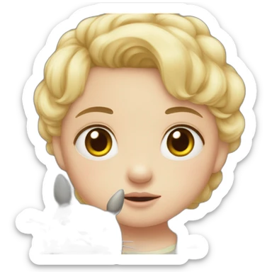 Tête bébé fille blonde avec une peluche Totoro  sticker