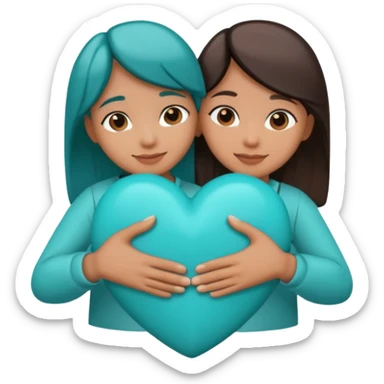 hugging teal heart sticker