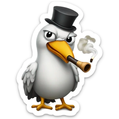 Snarky bird smoking a pipe sticker