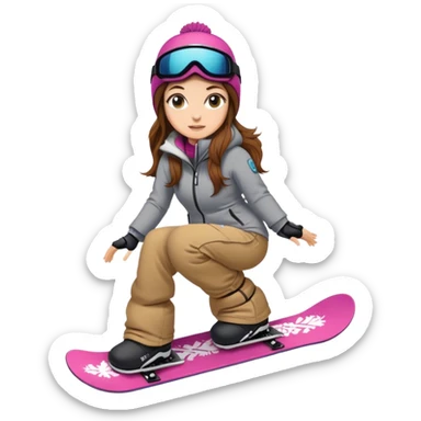 White Girl long brown hair snowboarding sticker