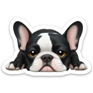 Black French bulldog napping sticker