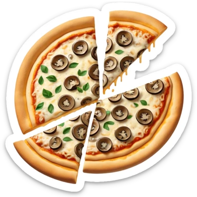Cheese and sliced Mushroom pizza no leaves  sticker