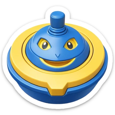 happy smiling Beyblade spinning top with a cute face sticker