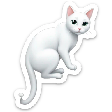 a white cat climbing a wall sticker