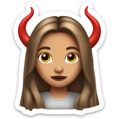 Girl with long baylage hair wearing devil horns sticker