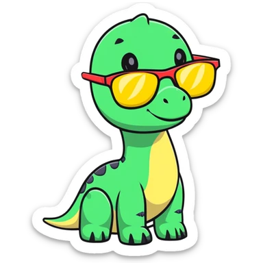 brachiosaurus dinosaur wearing sunglasses sticker
