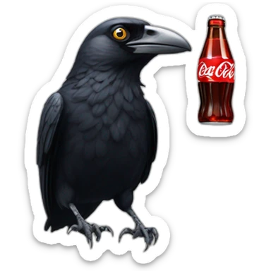 Corbeau noir qui boit du Coca-Cola sticker