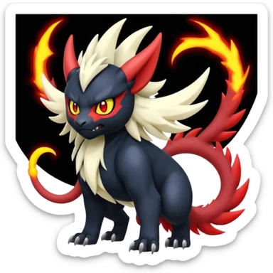 Handsome cool badass edgy Absol-Litten-Guilmon-Giratina-Yveltal-Pokémon-Fakémon-fusion-hybrid-creature sticker