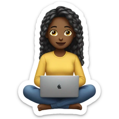 girl with laptop indoors sticker