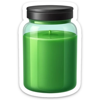 a plastic jar filled with green wax sticker