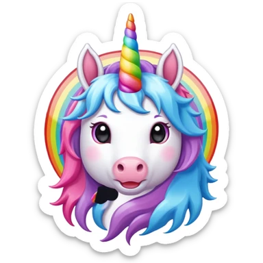 Unicorn popping rainbows sticker