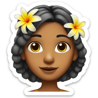 Indian girl with plumeria  in hair sticker