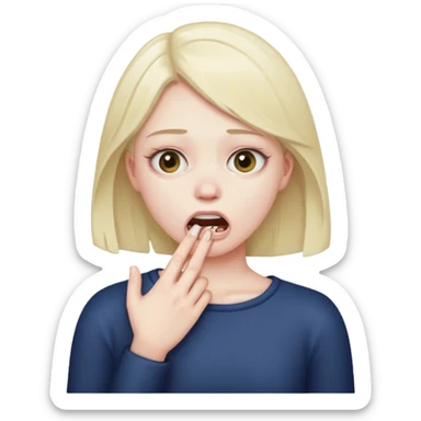 a girl pretending to choke them self sticker