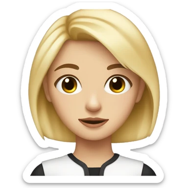 Blonde teenage girl with hazel eyes holding her small black dog sticker