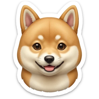 portrait of a shiba dog, smiling with closed mouth, no tongue showing sticker