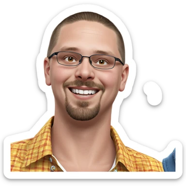 smiling boy in collared shirt sticker