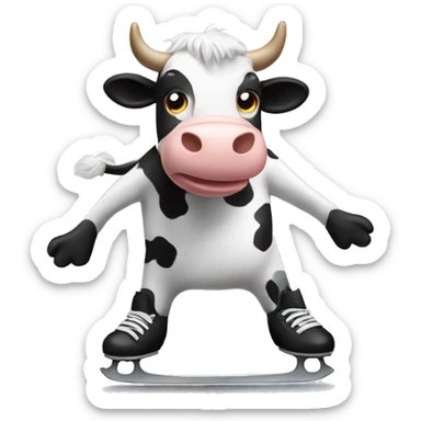 cow figure skating sticker