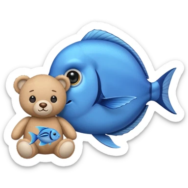baby blue tang fish next to a teddy bear sticker