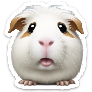 Guinea pig with white fur covering eyes sticker