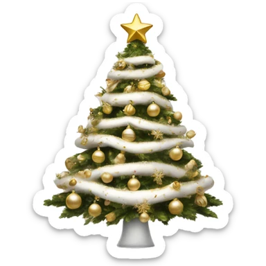 vallina Christmas tree with white and gold decorations sticker