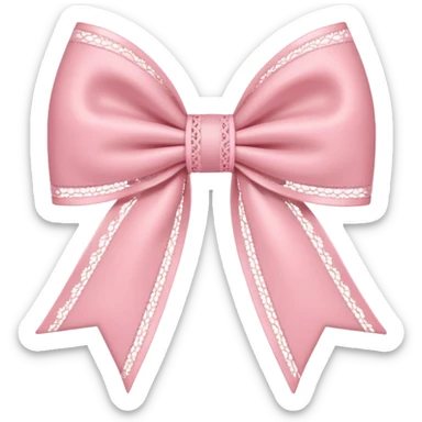 coquette style pink bow, soft and romantic, pastel pink, lace details, emoji size, no text sticker