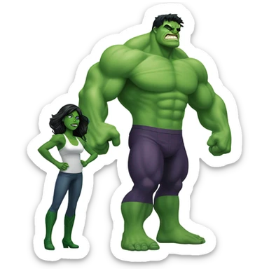 Mini cute Hulk with she hulk sticker