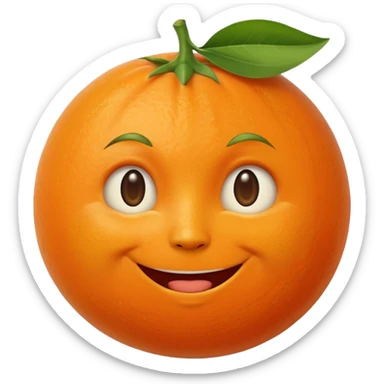 A tangerine 🍊 with face of full moon 🌝 sticker