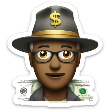 Money wearing hat sticker