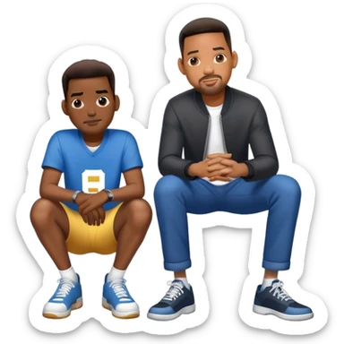 chris rock on his knees in front of will smith  sticker